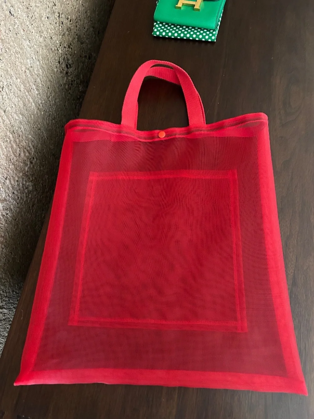 One of a Kind Handmade Red Sheer Mesh Tote Bag | Original Designer Piece